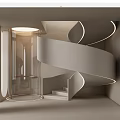 Elegant Modern Spiral Staircase With White Structure Glass Railing And Interior Design