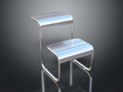 Modern Metallic Shiny Chair With Sleek Backrest And Seat Structure 3d model