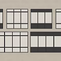 Various Black Window Frames With Different Grid Designs On White Background 3d model