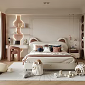 Cozy Kids Room Interior With Cute Bed Plush Toys Wooden Blocks And Study Desk