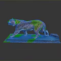 Colorful Leopard Sculpture With Blue Base As Decorative Art Piece