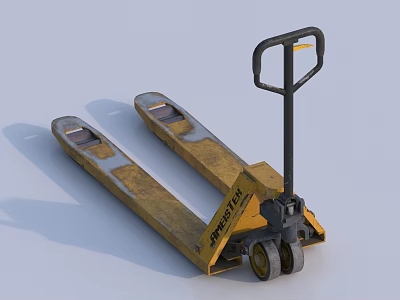 Manual Hydraulic Pallet Truck With Yellow Body Black Handle And Forks 3d model