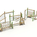 Wooden Outdoor Playground Equipment With Climbing Rope Nets Swings And Balance Beams