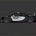 Black Bugatti Police Car With Police Lights And Rear Spoiler