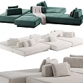 Modern Casual Sofa Set Green White Gray Modular Design With Plush Cushions