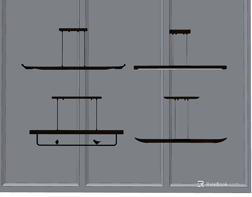Modern Black Chandeliers With Various Design Styles For Interior Lighting 3d model