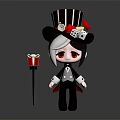 Game and Movie Character With Top Hat Dice Decoration White Hair Red Eyes Black Coat