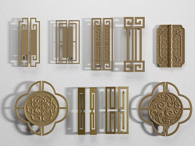 New Chinese Handles Classical Wardrobe Handles Bronze Cabinet Door Handles Brass Handles 3d model
