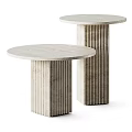Round Marble Side Tables With Fluted Bases And Smooth Circular Tops 3d model