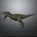 Realistic Green Textured T-Rex Dinosaur 3D Model With Open Mouth And Gray Background