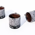 Rustic Metal Stools With Handles Black Gray Rust In Three Positions Upright Tilted Lying 3d model