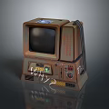 Vintage Rusted Device With Retro Console TV Style Buttons Dials And WHY Text 3d model