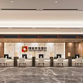 China Development Bank Service Hall Interior With Marble Background And Service Counters 3d model