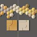 Geometric Wall Decor With Hexagonal And Square Shapes In Warm Neutral Tones 3d model