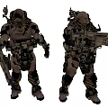 Modern game character sci-fi warrior 3d model