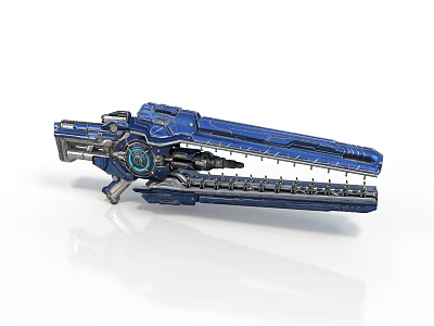 Futuristic Blue Mechanical Weapon With Sleek Metallic Finish And Detailed Sci Fi Design 3d model