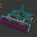 Blue Agricultural Disc Harrow With Metal Frame And Tilling Blades For Soil Preparation