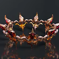 Elegant Decorative Crown With Gold Metal And Red Gemstones For Home Decor