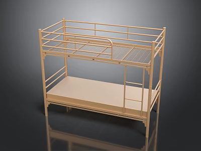 Modern Metal Frame Bunk Bed With Guardrails And Ladder For Bedroom Use 3d model