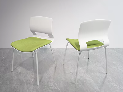 Modern Leisure Chairs With White Backrest Green Seat And Metal Legs 3d model