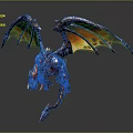 Exquisite 3D Fantasy Dragon Model With Silver Body Orange Red Wings And Flame Details