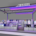 Modern Digital Store Interior With Purple Lighting Display Cabinets And Electronic Products