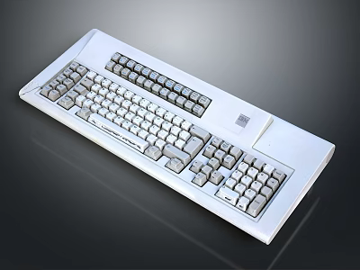 White Electronic Computer Keyboard With Standard Key Layout And Numeric Keypad 3d model