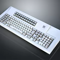 White Electronic Computer Keyboard With Standard Key Layout And Numeric Keypad