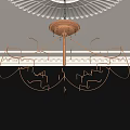 Elegant Transparent Crystal Chandelier with Petal Design and Gold Accent Hanging on Dark Wall