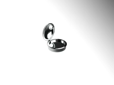 Small Open Silver Metallic Container With Shiny Polished Round Surface 3d model
