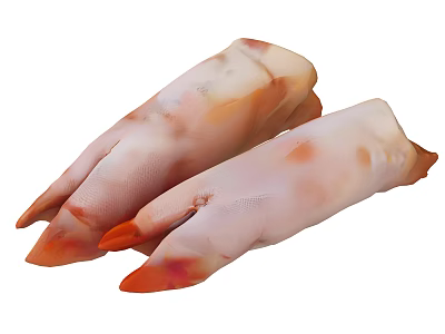 Fresh Raw Pork Feet With Natural Skin And Red Claw Tips 3d model