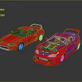 Pink Modified Sports Cars With Rear Spoilers Open Hood And Engine