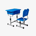 Blue Kids Plastic Desk with Slatted Chair and Drawer Stable Base Design