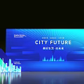 City Future Guide Sign With Urban Skyline And Blue Gradient Design 3d model
