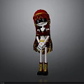 3D Character With Red Headdress Black Mask Red White Outfit Yellow Boots And Crossed Hands
