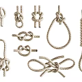 Various Decorative Rope Knots in Different Shapes and Sizes Design 3d model
