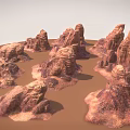 Natural Rock Cluster With Rugged Textured Surfaces And Earthy Brown Red Tones