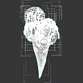 Colorful Ice Cream Cone With Pastel Scoops Drizzle And Waffle Topping