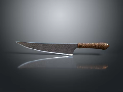 Handcrafted Traditional Combat Knife With Sharp Metal Blade And Ergonomic Wooden Handle 3d model