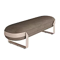 Modern Dark Brown Upholstered Sofa Bench With Light Metal Frame Design 3d model