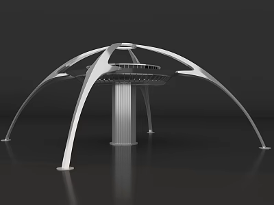 Modern Architectural Structure With Curved Supports And Central Column Design 3d model
