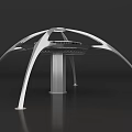 Modern Architectural Structure With Curved Supports And Central Column Design