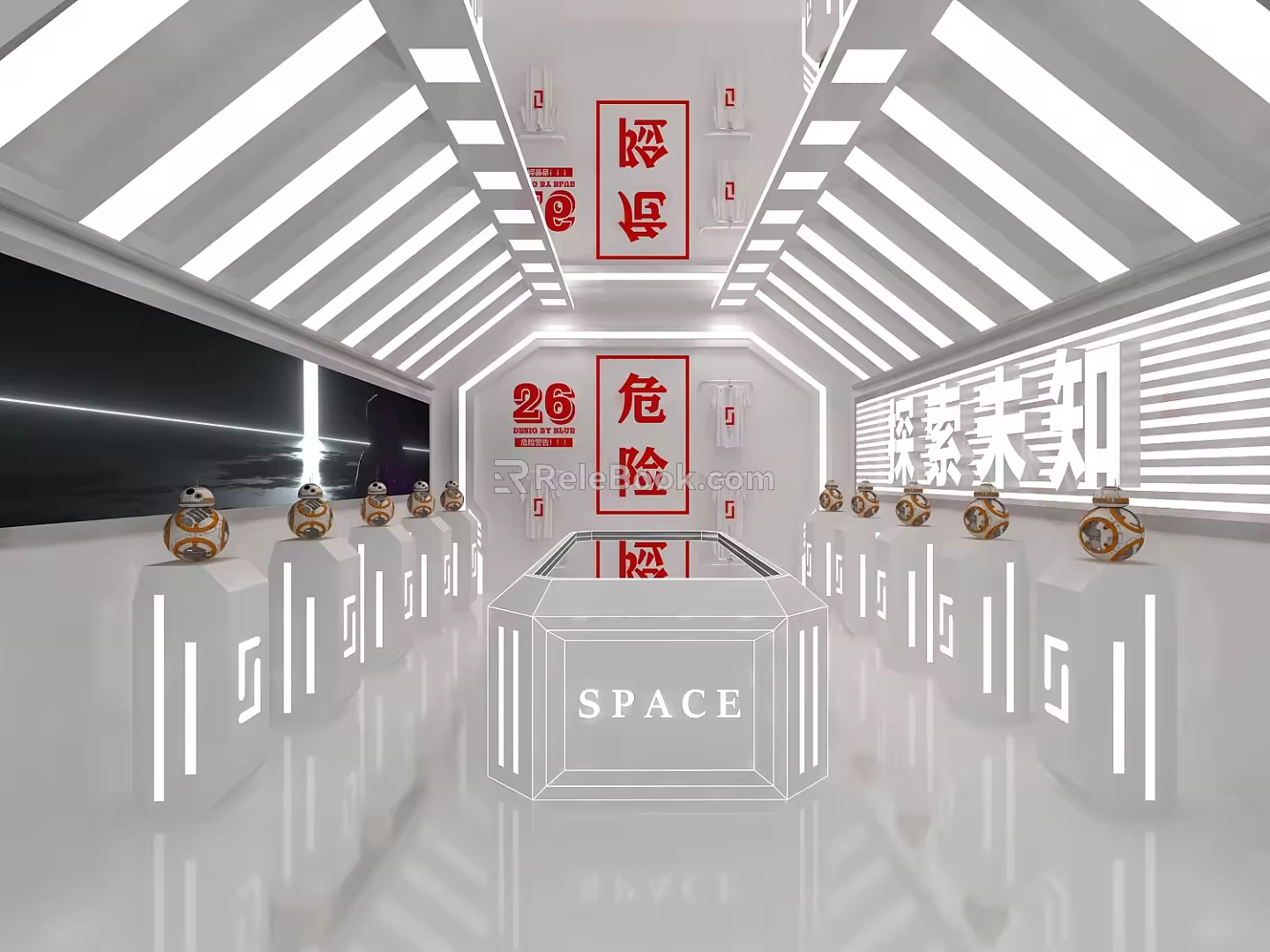 Modern pop-up shop space capsule US Chen product display technology 3d model