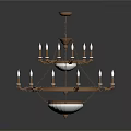 Elegant Golden Chandelier With Multiple Arms And Candle Shaped Bulbs White Base