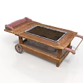 Vintage Wooden Wheelbarrow With Metal Tray Soil Red Handles And Wheels