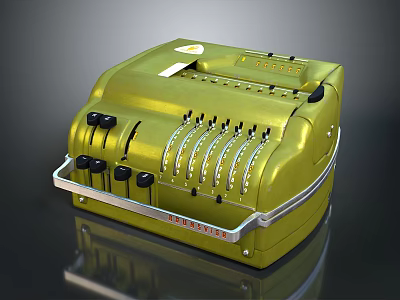 Vintage Green Mechanical Calculator as Daily Living Essential with Classic Design and Number Dials 3d model