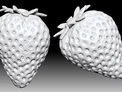 Detailed 3D Modeled Strawberries With Textured Surface And White Color Displayed Side By Side 3d model