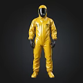Yellow Full Body Protective Suit With Hood And Face Shield Design