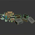 Open Cardboard Boxes With Various Waste Items Including Cans Bottles And Papers