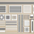 Various Air Conditioning Vents With Different Grid And Linear Design Styles